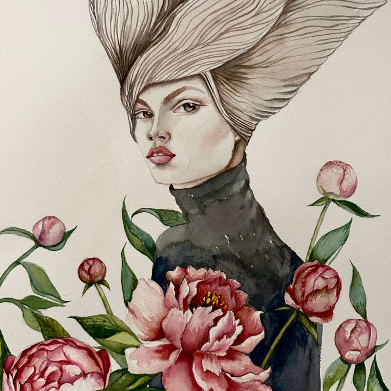 Peonie. Akwarela. Obraz